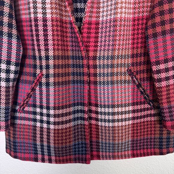 Rachel Zoe Blazer Jacket Womens Small Plaid Oversize Long Fall Autumn Academia - Picture 3 of 9
